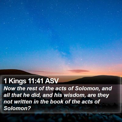 1 Kings 11:41 ASV Bible Verse Image