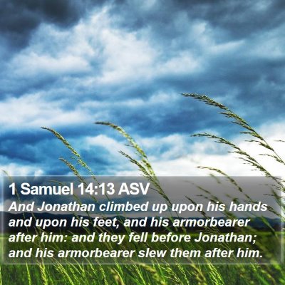 1 Samuel 14:13 ASV Bible Verse Image