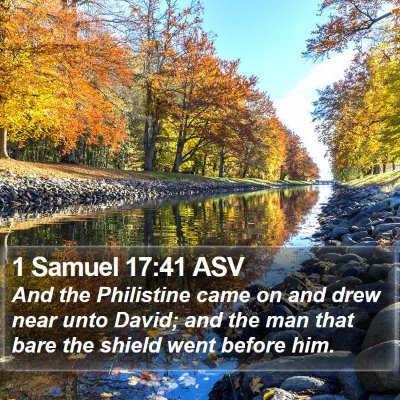 1 Samuel 17:41 ASV Bible Verse Image