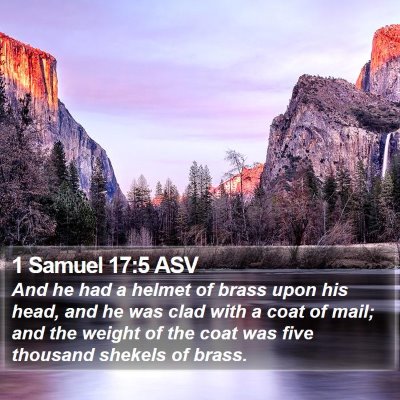 1 Samuel 17:5 ASV Bible Verse Image