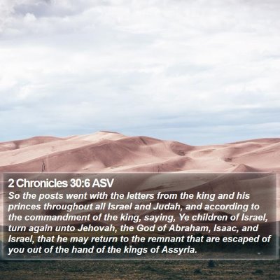 2 Chronicles 30:6 ASV Bible Verse Image