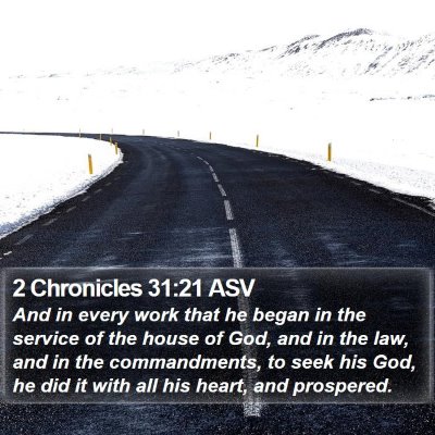 2 Chronicles 31:21 ASV Bible Verse Image