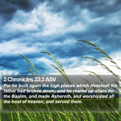 2 Chronicles 33:3 ASV Bible Verse Image