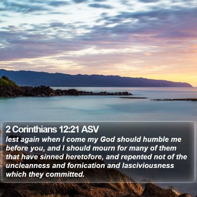 2 Corinthians 12:21 ASV Bible Verse Image