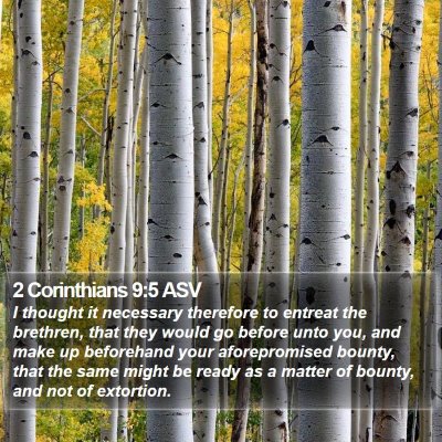 2 Corinthians 9:5 ASV Bible Verse Image