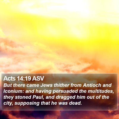 Acts 14:19 ASV Bible Verse Image