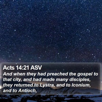 Acts 14:21 ASV Bible Verse Image