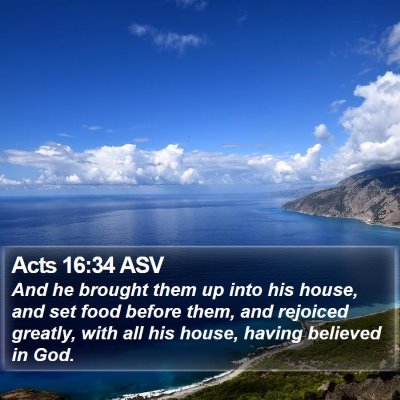 Acts 16:34 ASV Bible Verse Image