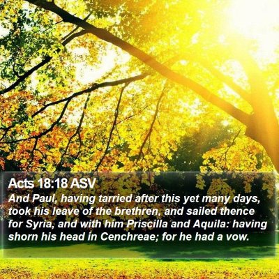Acts 18:18 ASV Bible Verse Image