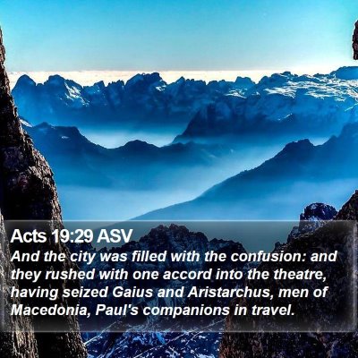 Acts 19:29 ASV Bible Verse Image