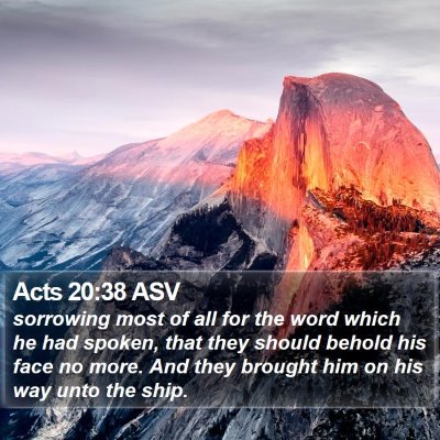 Acts 20:38 ASV Bible Verse Image