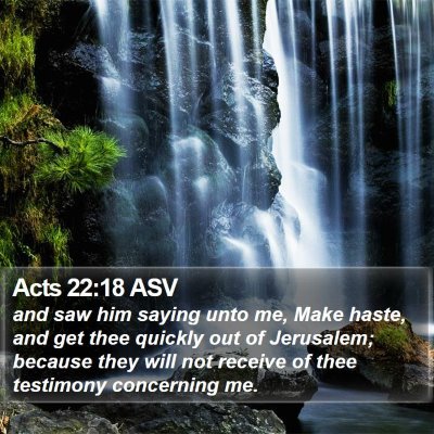 Acts 22:18 ASV Bible Verse Image