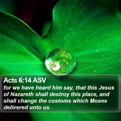 Acts 6:14 ASV Bible Verse Image