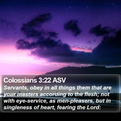 Colossians 3:22 ASV Bible Verse Image