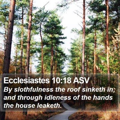 Ecclesiastes 10:18 ASV Bible Verse Image