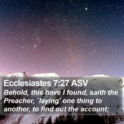 Ecclesiastes 7:27 ASV Bible Verse Image