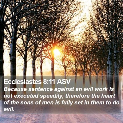 Ecclesiastes 8:11 ASV Bible Verse Image