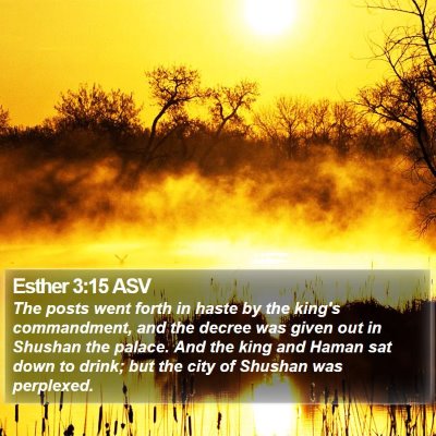 Esther 3:15 ASV Bible Verse Image