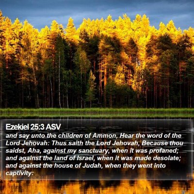 Ezekiel 25:3 ASV Bible Verse Image