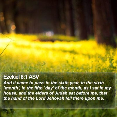 Ezekiel 8:1 ASV Bible Verse Image