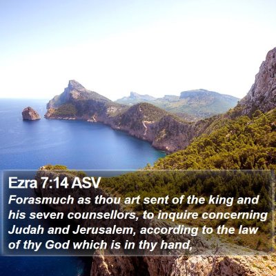 Ezra 7:14 ASV Bible Verse Image