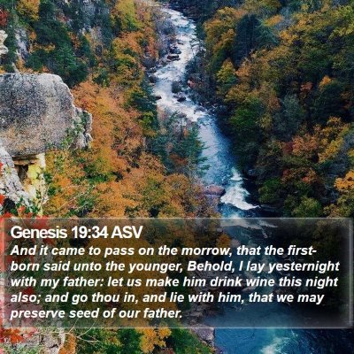 Genesis 19:34 ASV Bible Verse Image