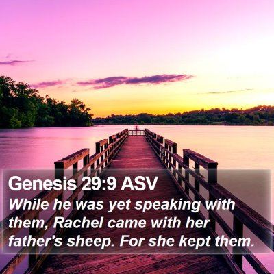 Genesis 29:9 ASV Bible Verse Image