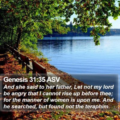 Genesis 31:35 ASV Bible Verse Image