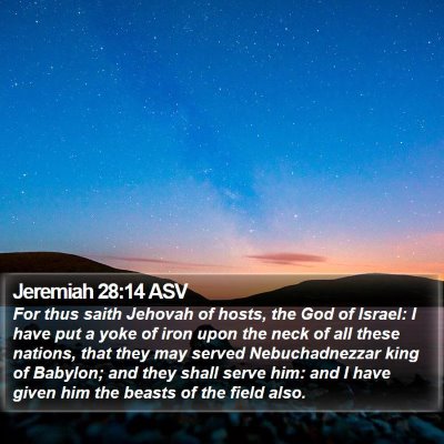 Jeremiah 28:14 ASV Bible Verse Image
