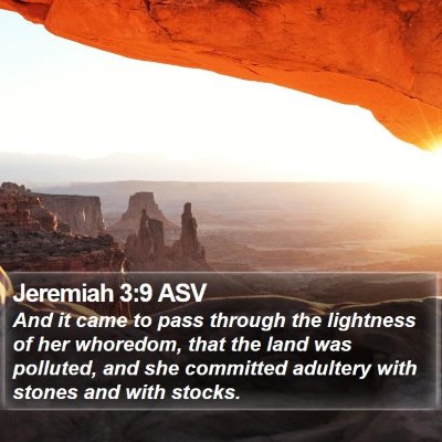 Jeremiah 3:9 ASV Bible Verse Image