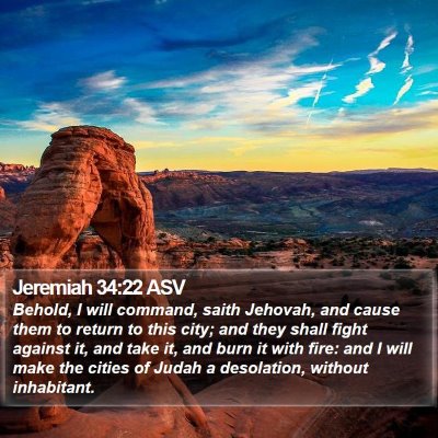 Jeremiah 34:22 ASV Bible Verse Image