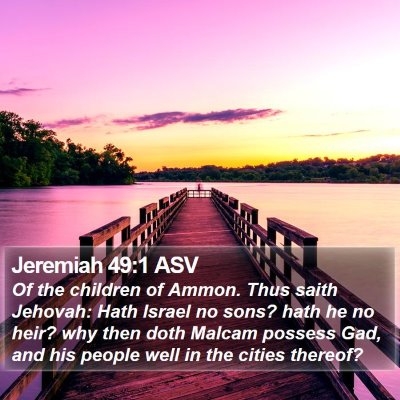 Jeremiah 49:1 ASV Bible Verse Image