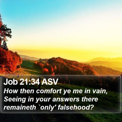 Job 21:34 ASV Bible Verse Image