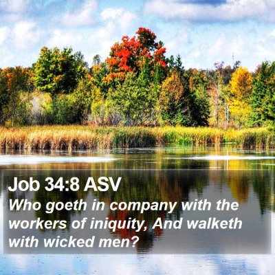 Job 34:8 ASV Bible Verse Image