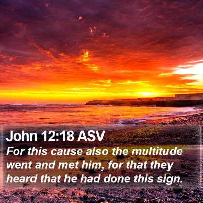 John 12:18 ASV Bible Verse Image