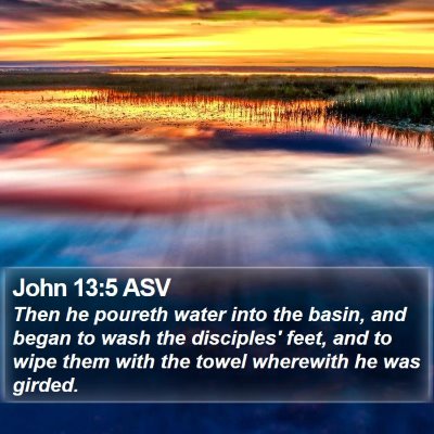 John 13:5 ASV Bible Verse Image