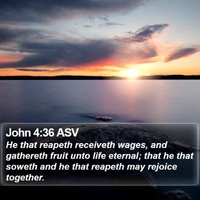 John 4:36 ASV Bible Verse Image