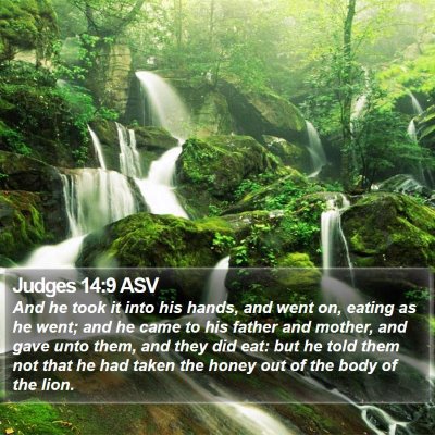 Judges 14:9 ASV Bible Verse Image