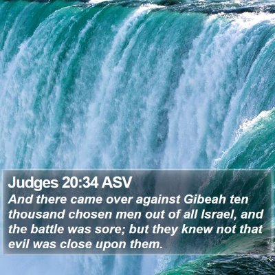 Judges 20:34 ASV Bible Verse Image