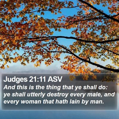 Judges 21:11 ASV Bible Verse Image