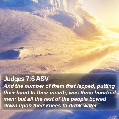 Judges 7:6 ASV Bible Verse Image