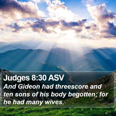 Judges 8:30 ASV Bible Verse Image