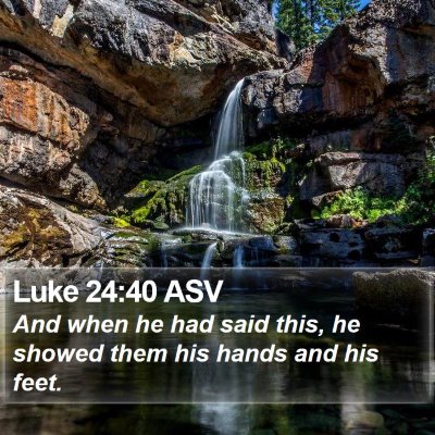 Luke 24:40 ASV Bible Verse Image
