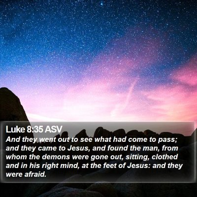 Luke 8:35 ASV Bible Verse Image