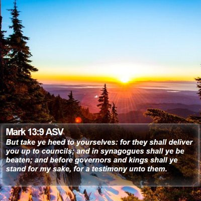 Mark 13:9 ASV Bible Verse Image
