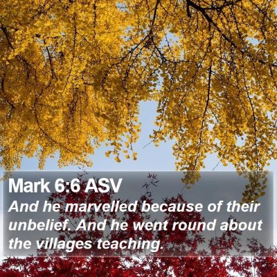 Mark 6:6 ASV Bible Verse Image