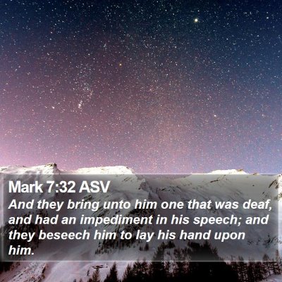 Mark 7:32 ASV Bible Verse Image