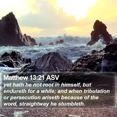 Matthew 13:21 ASV Bible Verse Image