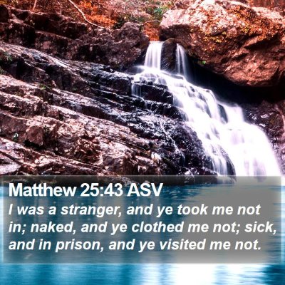 Matthew 25:43 ASV Bible Verse Image