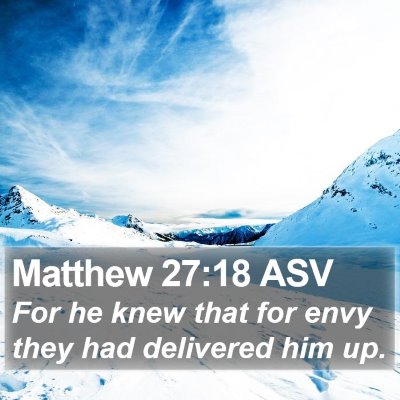 Matthew 27:18 ASV Bible Verse Image